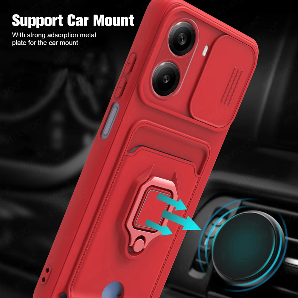 Multifunctional Magnetic Ring Case with Lens Protection and Card Holder