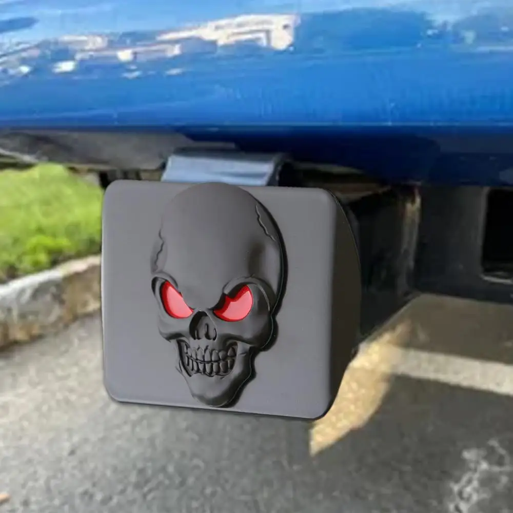 Trailer Hitch Cover Skull Shaped Tow Hook Cover Metal Hitch Plug Square Mouth Tube Plug Insert Heavy Duty For Recreational