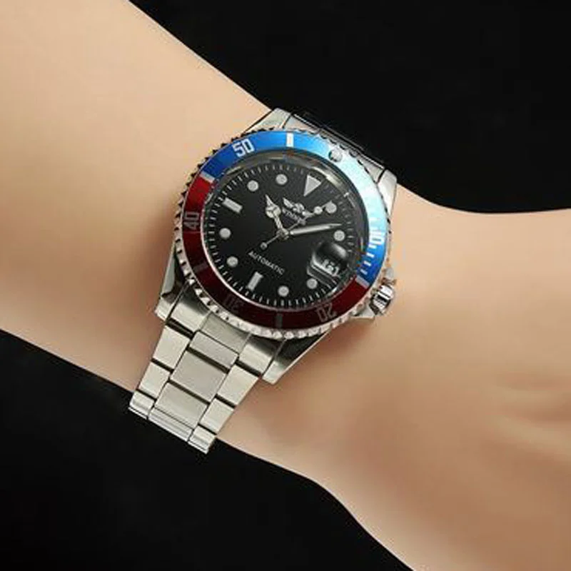 T-WINNER Watch Men Sports Watches Fashion Rotating Bezel Date Display Automatic Mechanical Wrist Watches For Men Relogio Releges