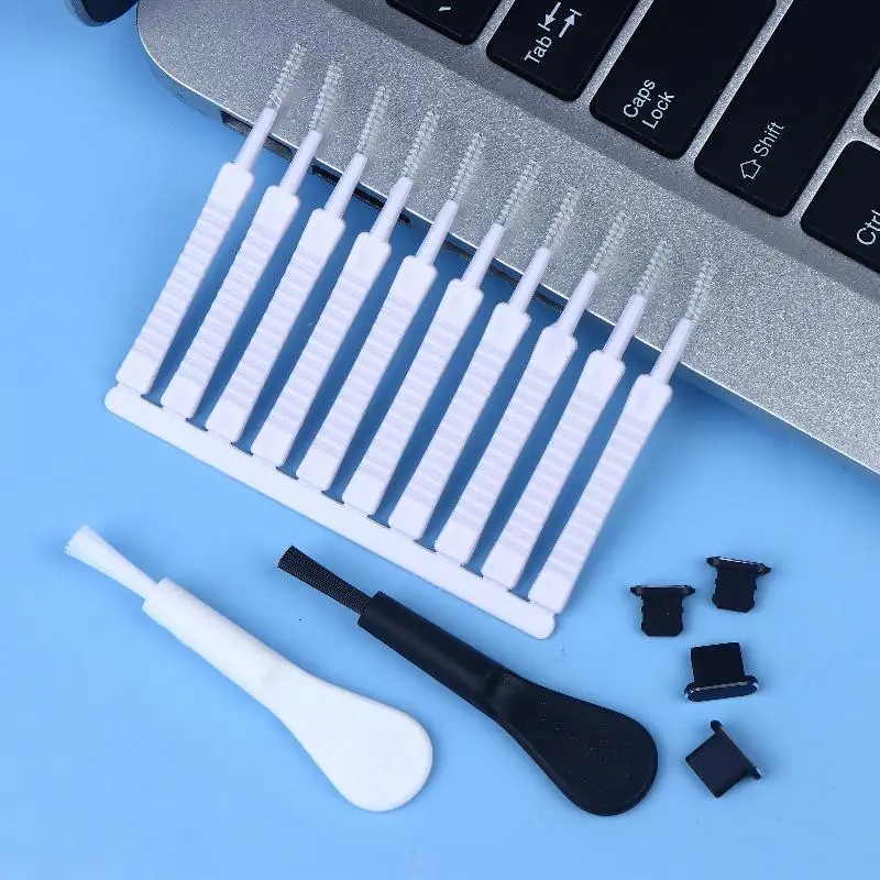 1 Set Cell Phone Charging Port Dust Plug With Cleaning Brush For 14 13 12 8 Pro Max Plus Type C Eearphone Cleaner Set