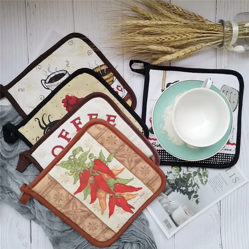 

20x20cm Thicken Zakka Canvas Coated Silver Cloth Cotton Placemat Heat Insulation Mat Anti-scalding Oven Pad Baking Tool