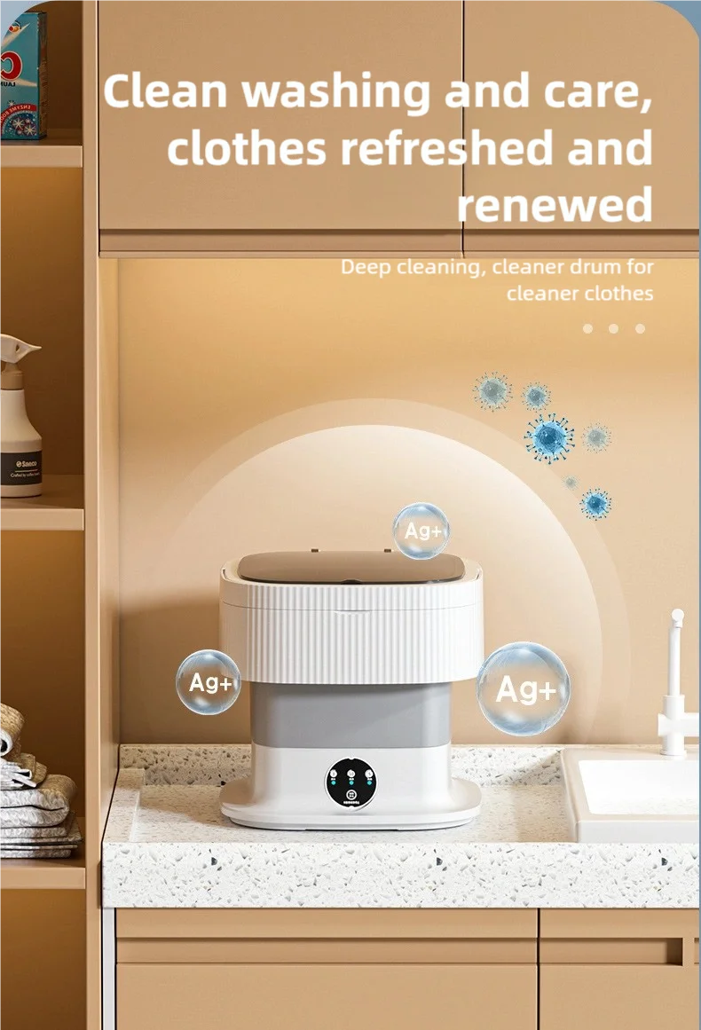 11L Portable Compact Folding Washing Machine With Timed Spin Dry Function For Socks, Underwear, And Lingerie Cleaning