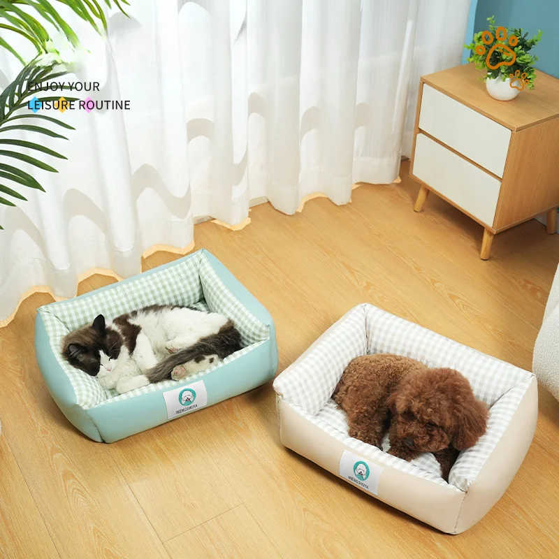 Dog Nest Checkered Square Pet Nest Dog and Cat Sleeping Mat Comfortable Seasonal Pet Mat Bed Mattress Bed Cat