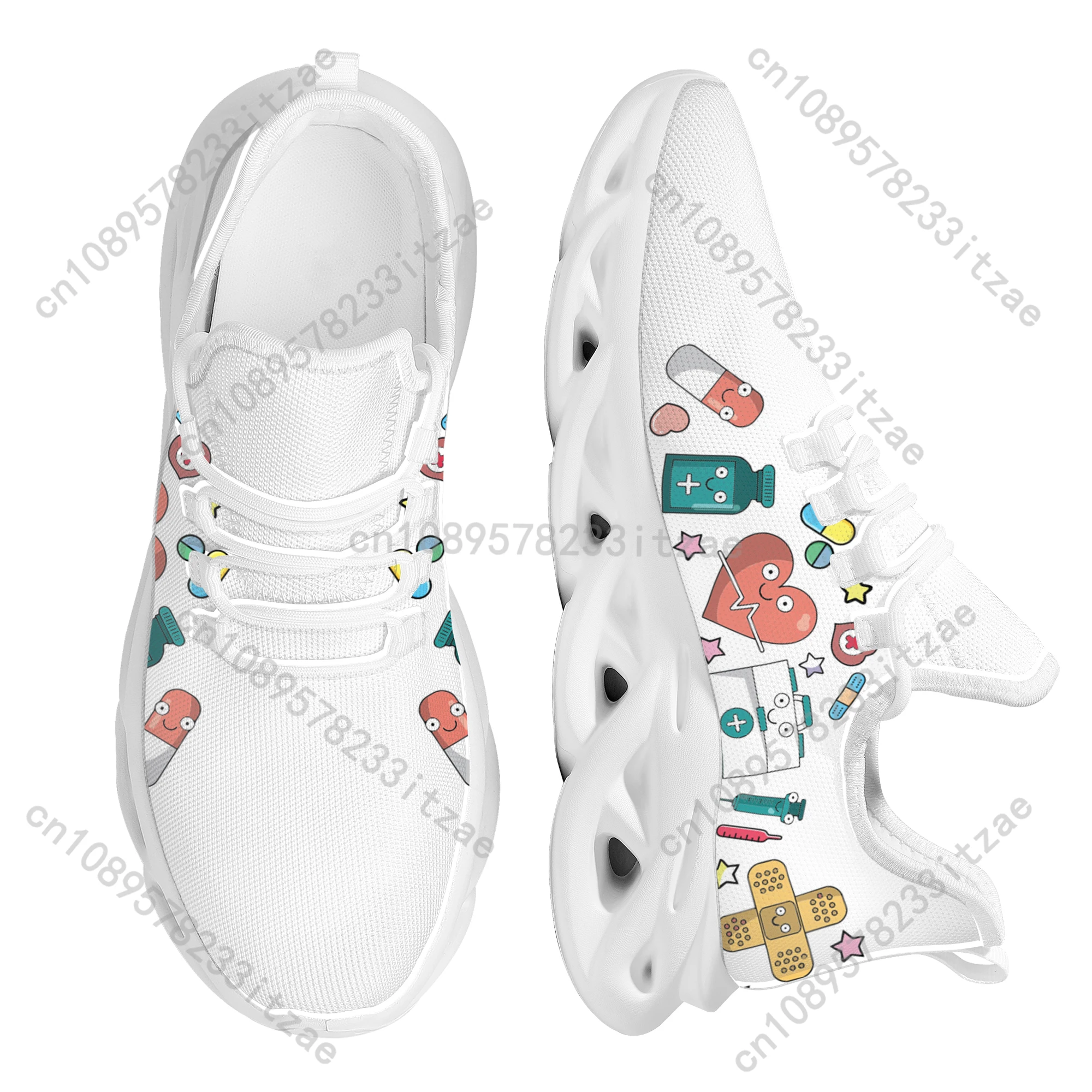 Nurse Shoes Nurse Medical Printing Platform Sneakers for Women Breathable Lace up Flat Shoes Comfort Femme 2