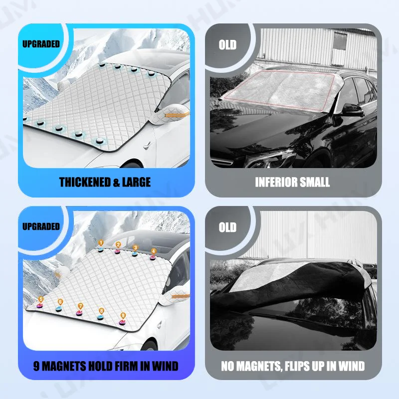 Enhanced Car Magnetic Windshield Snow Cover - 5-Layer Waterproof & Windproof Protection