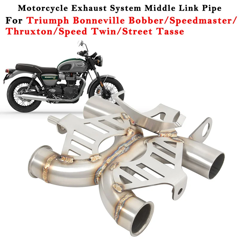 

For Triumph Bonnevile T100 T120 Bobber 900 1200 2016 2017 2018 2019 2020 Escape Middle Connect Tube Motorcycle Exhaust Link Pipe