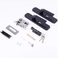 Bedroom Door Lock Minimalist Black Indoor Door Lock, Household Solid Wood Door Lock, Silent Split Handle Lock 3