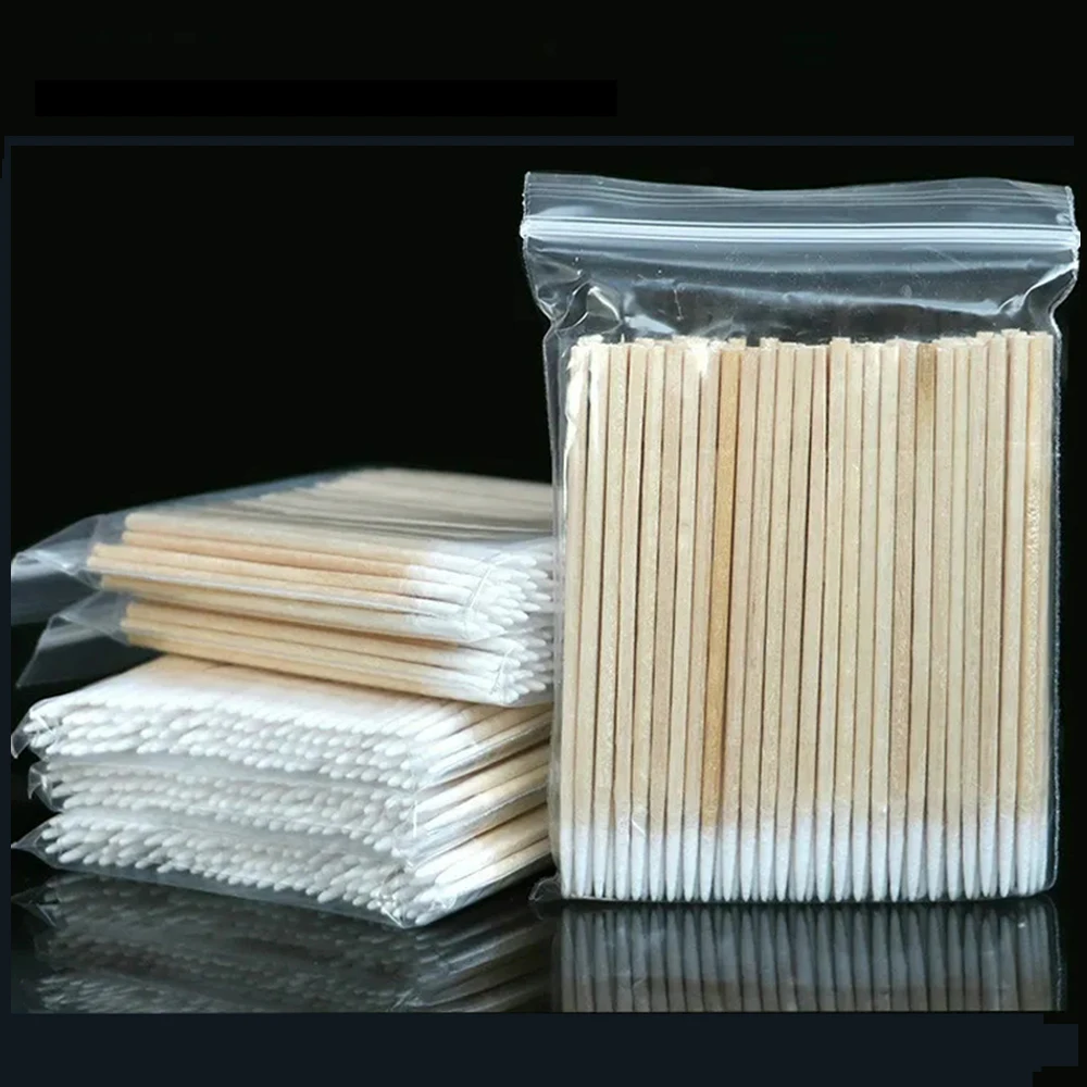 

100/300/500Pcs Cotton Swabs Disposable Wooden Cosmetics Makeup Cleaning Stickers Cotton Swab Cotton Buds Tip Makeup Tools