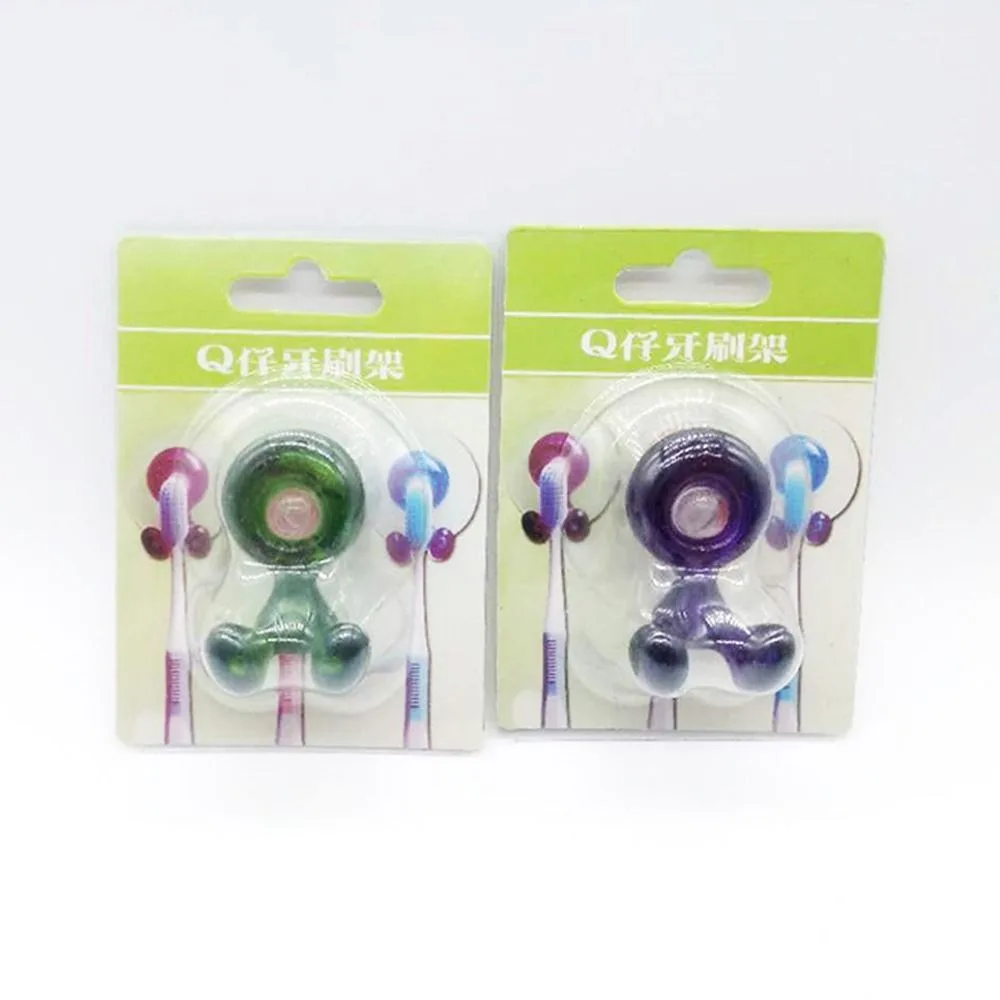 Wall-Mounted Suction Cup Toothbrush Rack Toothpaste Rack Toothbrush Holder With Suction Cup Daily Use Lovely Color Towel toothbrush holder bathroom storage rack