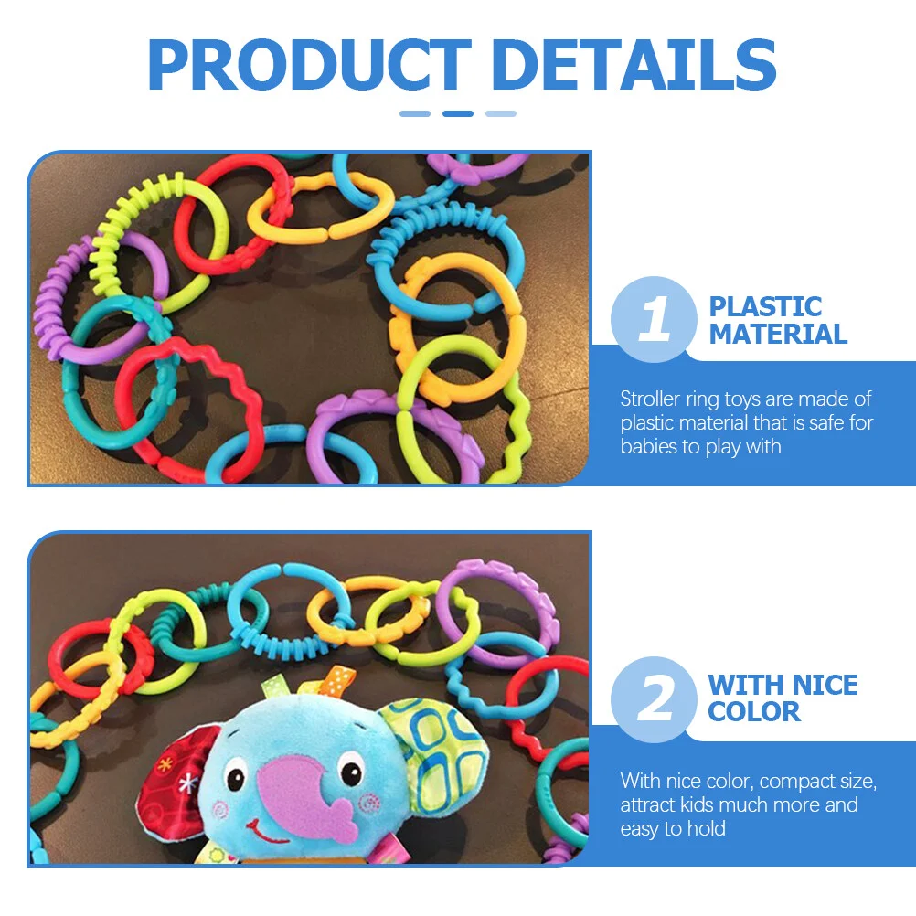 24pcs Baby Crib Connecting Ring Toys Stroller Hanging Ring Attach Toys Crib Toys Baby Rings Baby Links 3