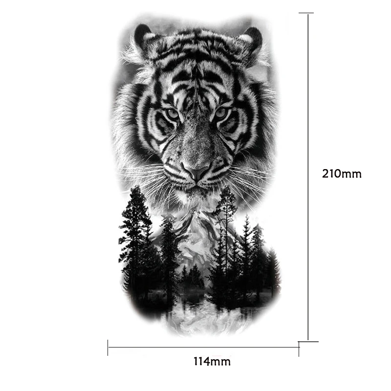 Waterproof Temporary Tattoo Sticker Forest Lion Tiger Bear Flash Tattoos Women Leopard Wolf Crown Body Art Arm Fake Tatoo Men 6