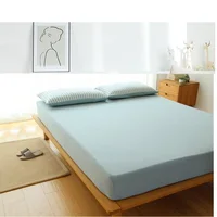 100% Cotton Yarn-dyed Jersey Fabric Fitted Sheet With Elastic Around Mattress Protect Super Soft Flat Sheet Straight Corner 1