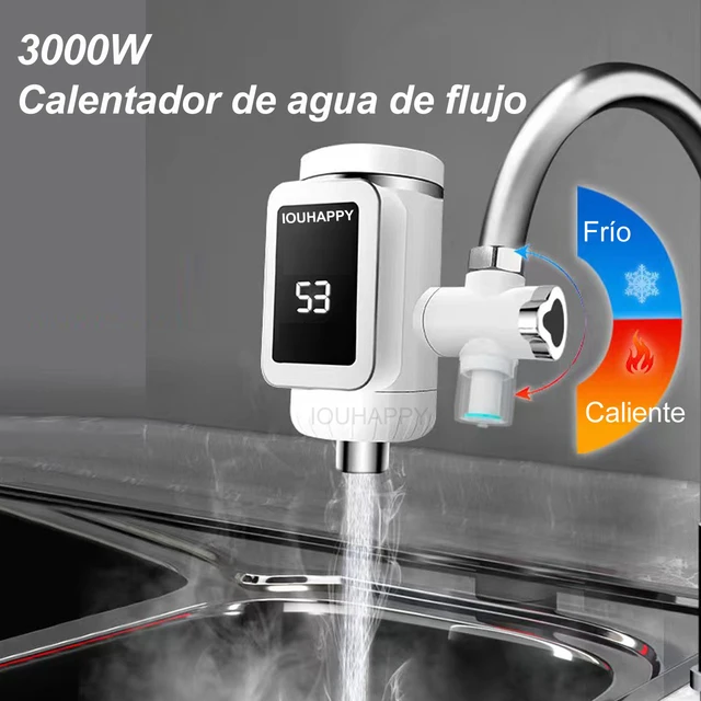 Grifo calentador de agua eléctrico de 3000W, calentador instantáneo de agua  caliente, calefacción fría, sin depósito