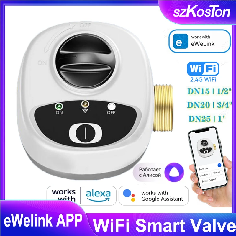 

eWelink APP WiFi Smart Valve Water Gas Shutoff Automated Ball Valve DN15/DN20/DN25 Wireless Control For Alexa Google Alice