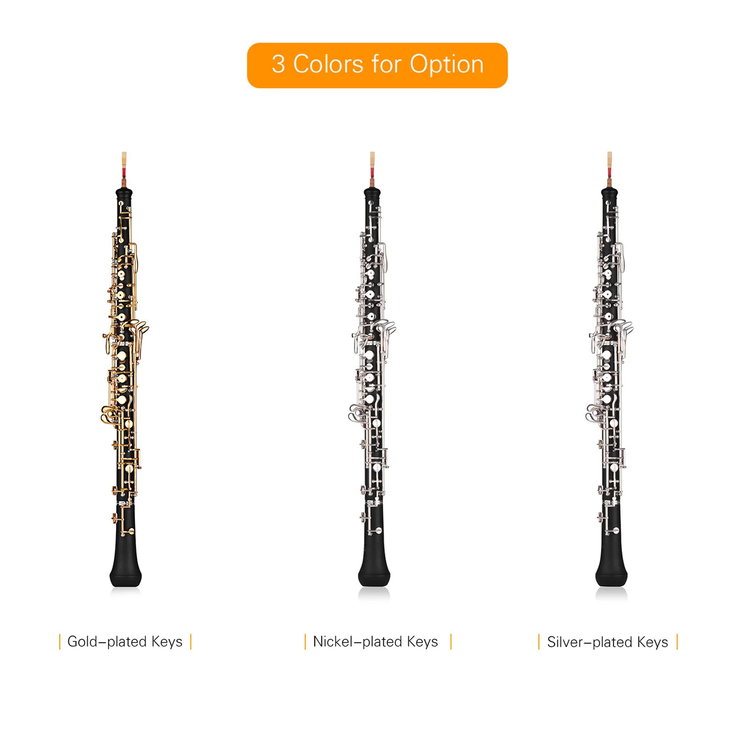 Professional Oboe C Key Semi-automatic Style Silver-plated Keys Woodwind Instrument with Oboe Reed Gloves Leather Case Carry Bag