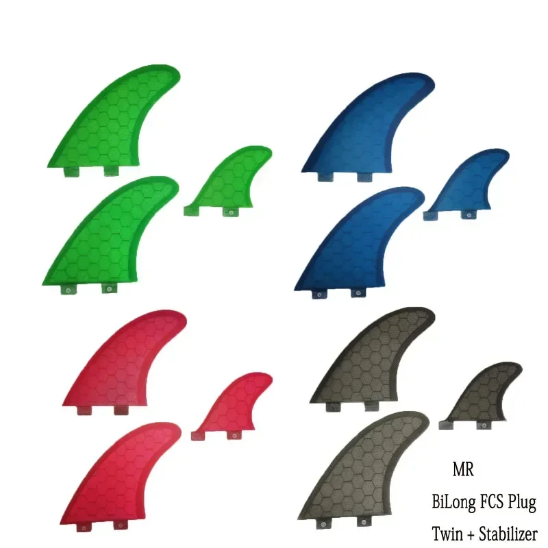 Side Twin + MR Stabilizer Fiberglass Core Tri Fin Set - 3-Piece Surfboard Fins For Stability & Control