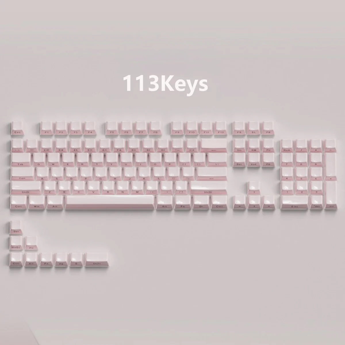 Lado de Cristal Gravado Keycaps Dois Tons Injeção Moldada Rosa Geléia Apto para 60 68 75 87 98 108 Teclado Mecânico 113 Teclas - Imagem 5
