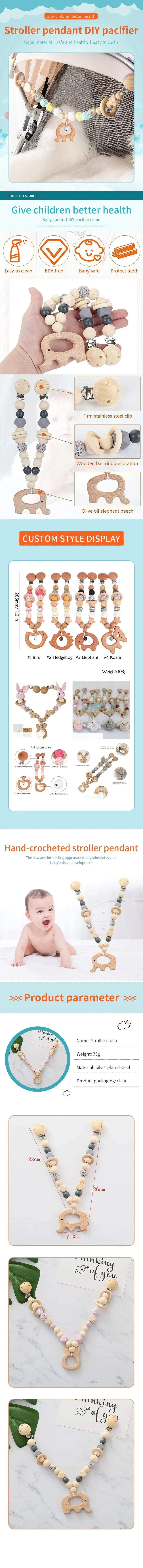 Bebeluș croșetat manual animal fag elefant iepure suzetă clip cărucior pandantiv accesoriu calmant bebeluș suzetă lanț_voghion.com
