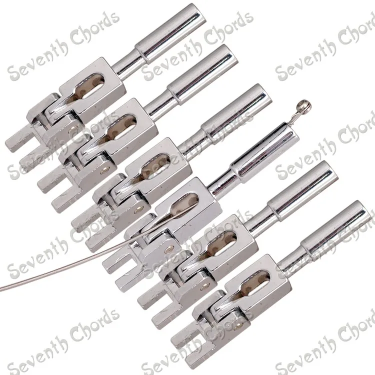 

A Set 6 Chrome Tremolo Bridge Locked String Saddles for Electric Guitar String through Saddle,Not need Insert Block