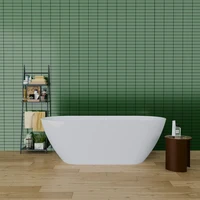 55" Sleek White Acrylic Freestanding Soaking Bathtub with Chrome Overflow and Drain 2