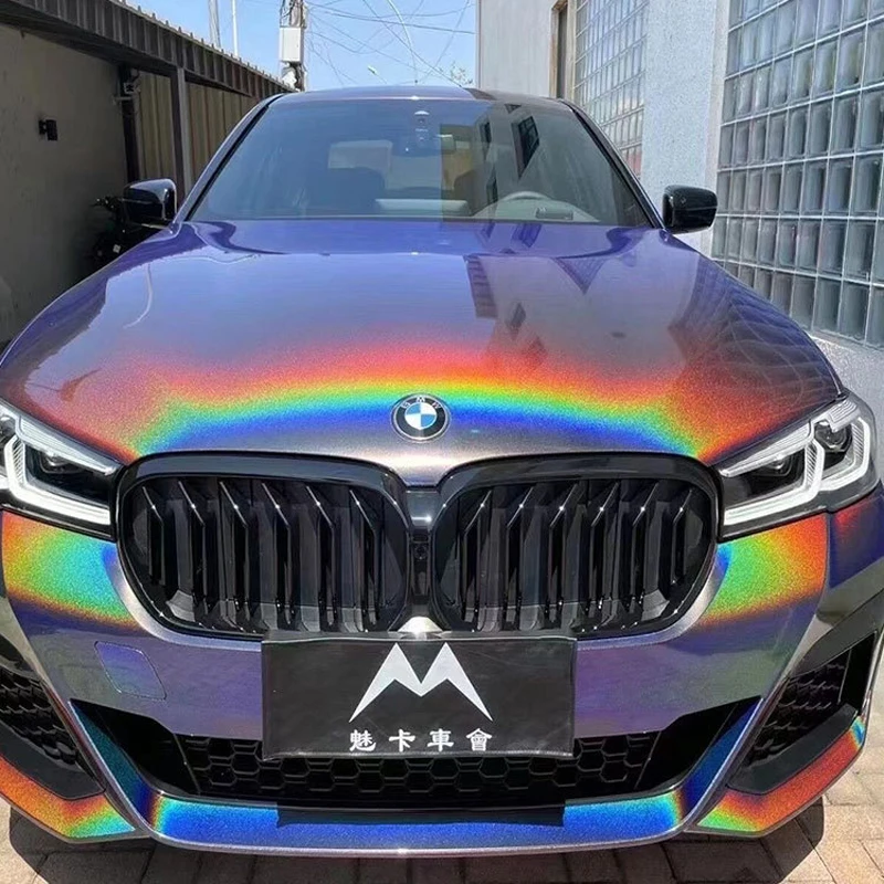 

Glossy Holographic Gray Metallic Sparkle Vinyl Wrap Film Roll Adhesive Decal Car Wrapping Laser Flip Psychedelic
