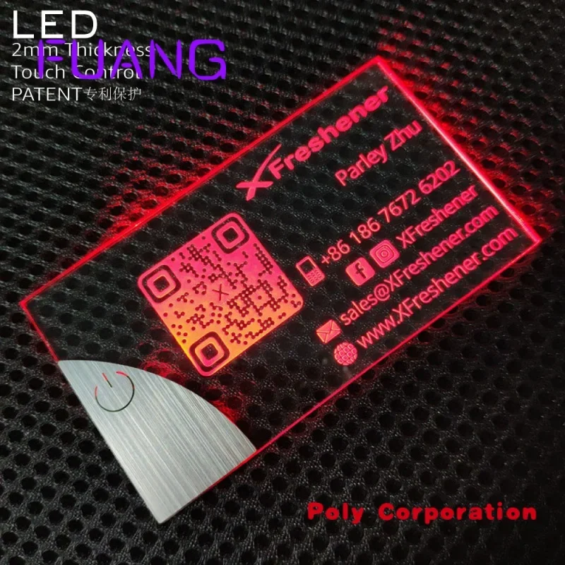 

Custom 2 NEW 2022 Luxury LED Acrylic Business Cards with Logo Thank You Card for Small Business Unique Light up Business Card P