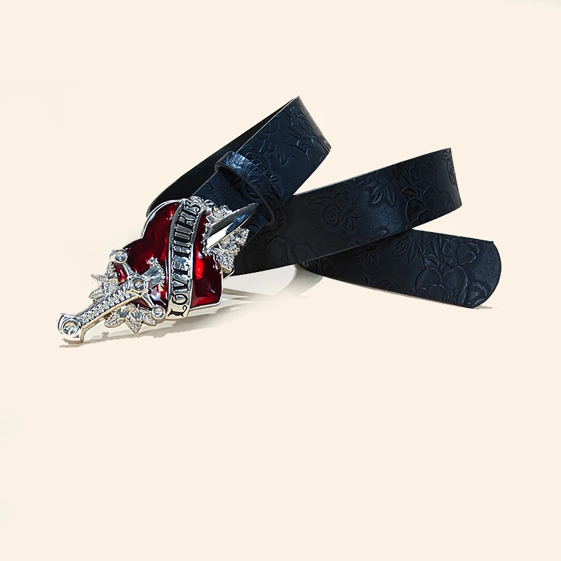 Neue Gothic Punk Leder Y2k Gürtel Für Frauen Männer Herz Schnalle Taille Halloween Luxus Weibliche Jeans Hosen Dekorative Bund – Detail 6