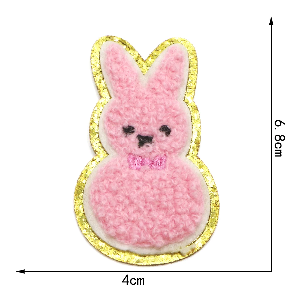 1pc Ostern Kaninchen DIY Chenille Stickerei Patch Eisen auf Patches für Kleidung Thermo kleber Patches auf Hoodie Jacken Abzeichen – Detail 9