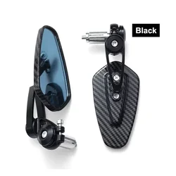 Universal Carbon Fiber Pattern Handlebar Rearview Mirror (Black)