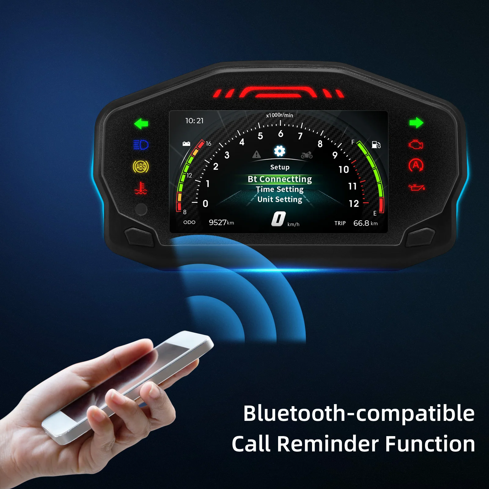 오토바이용 범용 속도계 TFT LCD 디지털 주행 거리계, 12000RPM 타코미터, 알람 모토 대시 보드 포함, 2/4 실린더