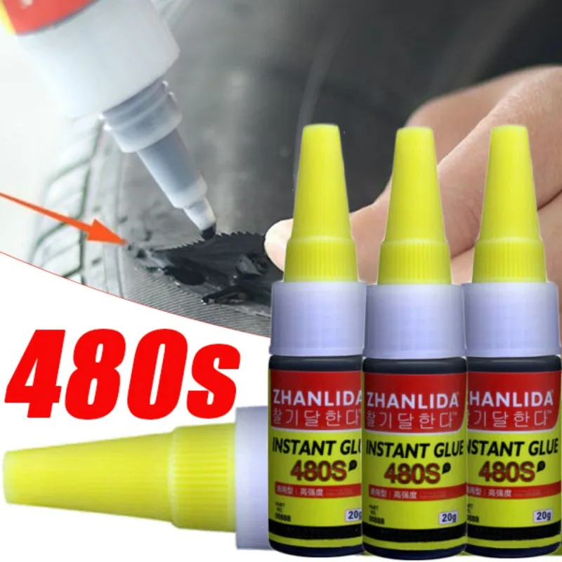 

480s Instant Glue Adhesive Rubber Tires Super Repairing Glue Motorcycle Bike Trye Quick Dry Strong Black Liquid Adhesive Agent