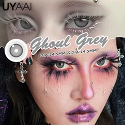 Vibrant Cosplay Color Contact Lenses - Purple, Pink & Red Collection, 14.5mm (Ghoul Grey)