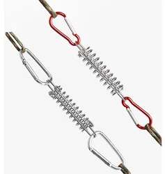 1Pcs Steel Tent Wind Rope Spring Buckle Tensioner Camping Deck Pegs with Carabiner Clips Awning Tightener Fixed Hook