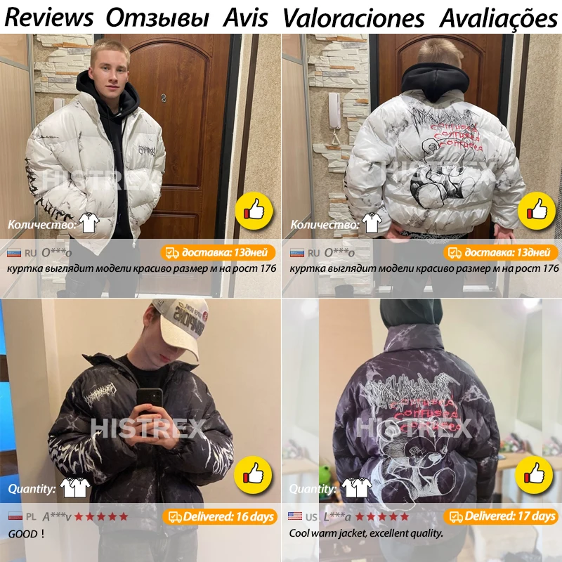 2023 HISTREX Print Psychology Hurt Bear Men Parkas Jacket Coats Winter Warm Thick Fleece Jackets Man Puffer Women Quilted Parka 5