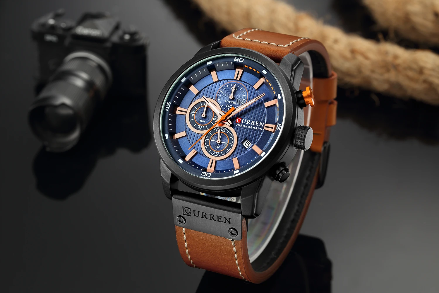 Curren 8291 Men Watch Business Leather Quartz Waterproof Wristwatch 6-Hand Date Casual Fashion Luxury Relogio Masculino 5