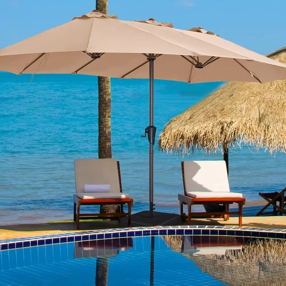 13FT Double-Sided Patio Umbrella with Base 6