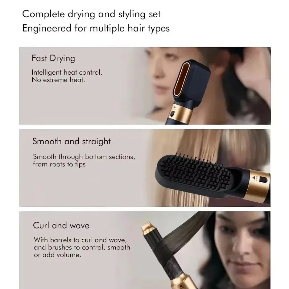 5 in 1 Professional Hair Dryer Comb Curling and Straightening Hot Air Comb Automatic Straightening Styling Blow Dryer hair dryer portable hair dryer