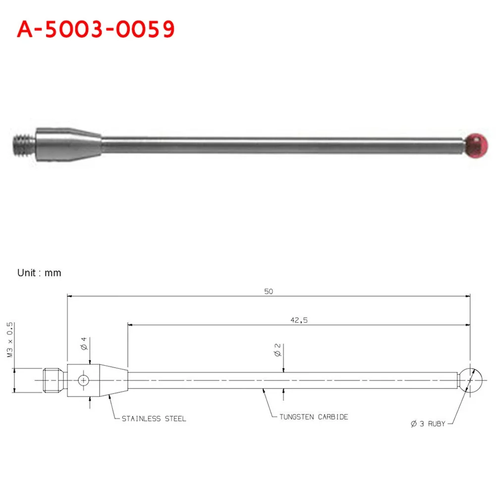 최신 터치 프로브 CNC 스타일러스 스레드 팁 도구, 터치 볼 CMM 긴 M3 부품, A-5003-0059 프로브 A-5003-0059