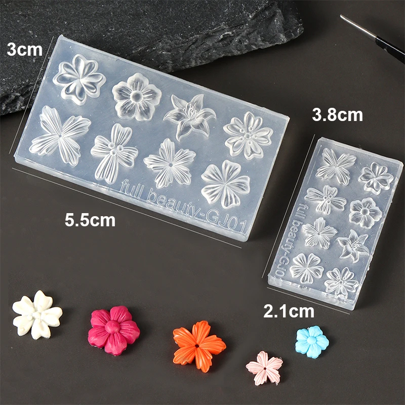 Nail Art Tools Spring Flower Petals Silicone Nail Mold Lily Cherry Blossom Floral DIY Design Manicure Template Carving Stencil