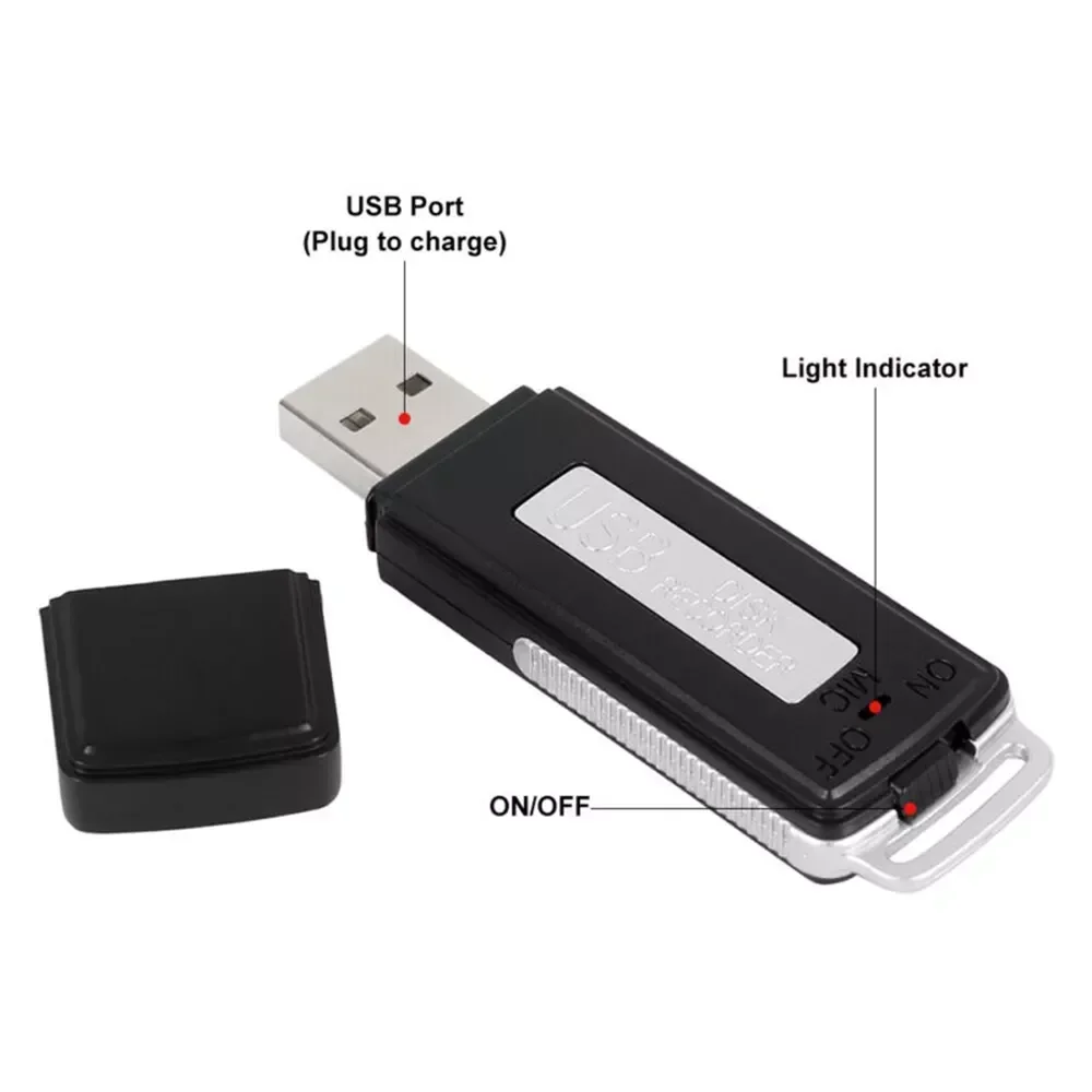 Mini USB Pen 8GB Key Chain Digital Audio Voice Recorder 384KBPS 70hours Recording