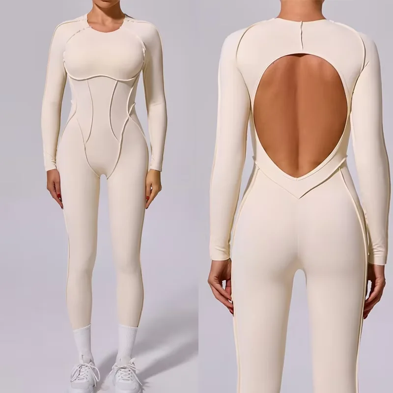 Yoga Set Sports Set Gym Workout Set Sportswear Set Fitness Set Fitness Jumpsuit Fitness One Piece Wear One-piece Yoga Jumpsuit Women Long Sleeved Set Quick Drying Yoga suit Gym Training Suit Sportswear Bodysuits Women Fitness Set