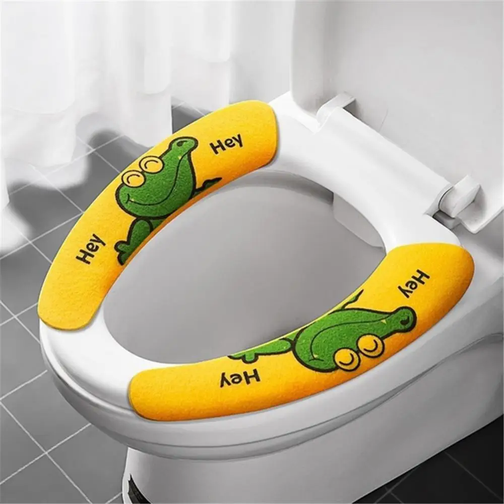 Household Bathroom Lavatory Cover Set Pedestal Cartoon WC Toilet Sticky Seat Pad Washable Universal Toilet Seat Cover Cushion