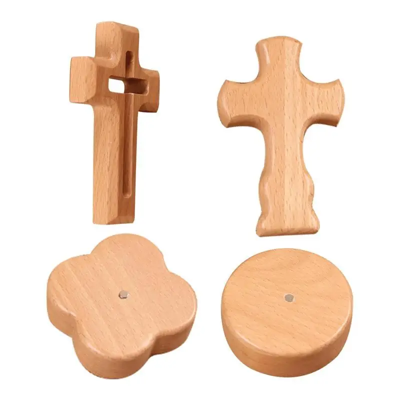 Croce Da Parete In Legno Chiaro Con Cuore 35 Cm - Regalo Religioso Cristiano - 3