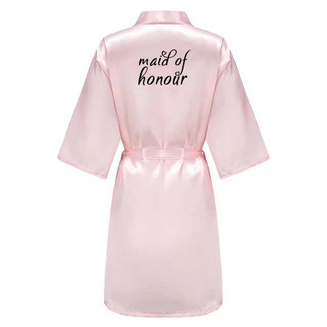 New Bride Bridesmaid Robe With Black Letters Mother Sister of the Bride Wedding Gift Bathrobe Kimono Satin Robes SP005 As the Photo Show