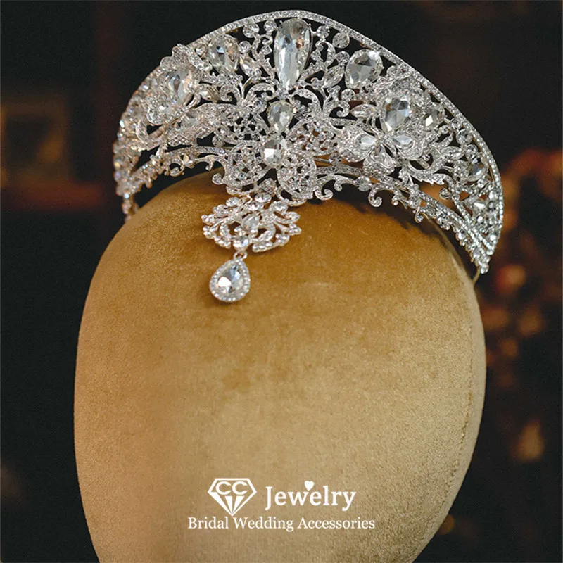 

CC роскошные короны, женские аксессуары для волос, женская одежда для волос, повязки на голову для невесты, Обручальная шпилька 100%, диадема с кристаллами ручной работы AN382