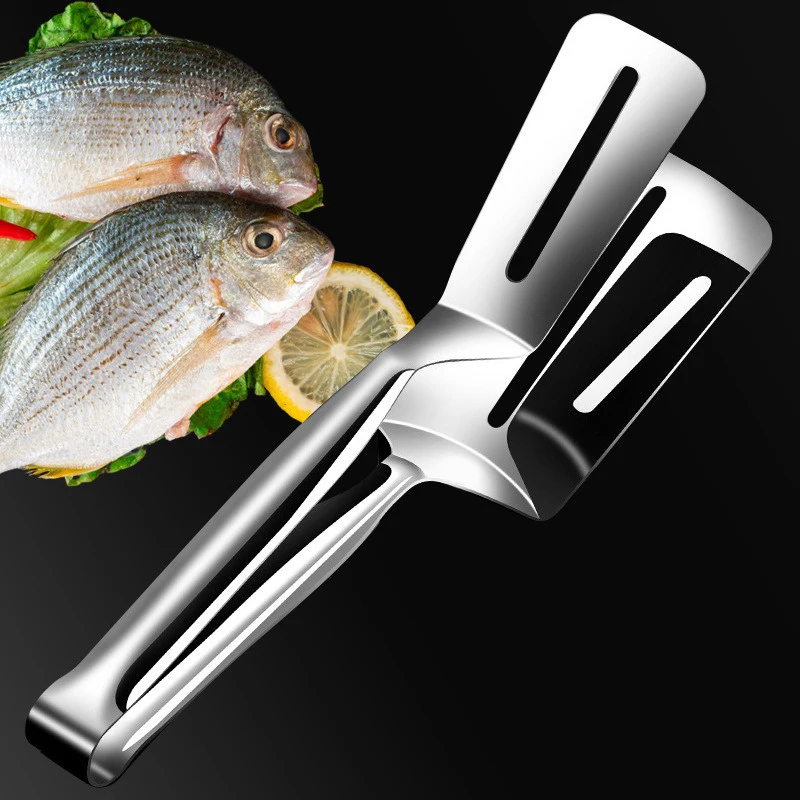 

Stainless Steel Steak Clip Pancake Barbecue Spatula Clip BBQ Tongs Frying Fish Spatula Clip Bread Clip Household Kitchen Tool