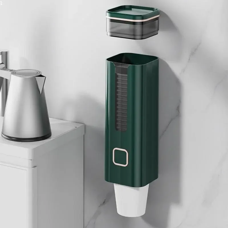 Disposable Paper Cup Storage Holder Wall-mounted Rack Plastic Light Luxury Punch-free Automatic Cup Extractor Household Accessory