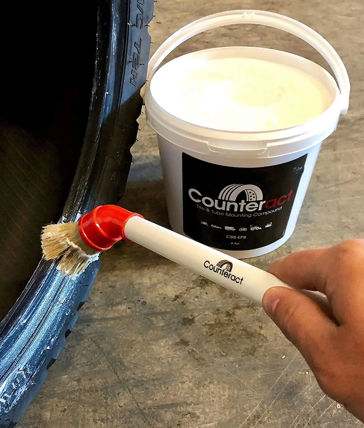 Counteract CBB-EP8KIT Euro Paste Tire/Tube 16lb Mounting Compound Bucket Kit with Brush, Petroleum-free Tire Changing 5