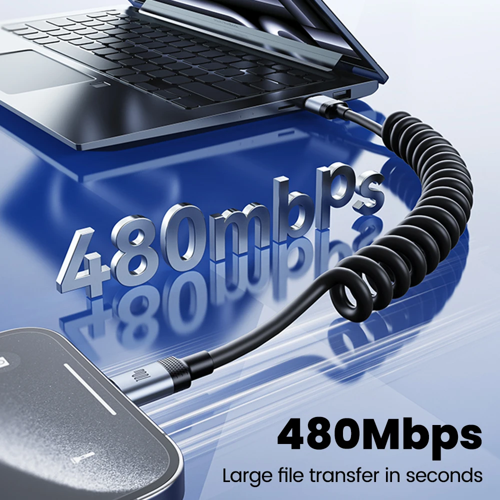 Enhanced High-Speed 100W USB Type C Spring Cable