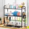 dish drying rack,Storage rack above kitchen sink with hooks,Suitable for storing pots, cutlery,chopsticks，No need to punch holes 1